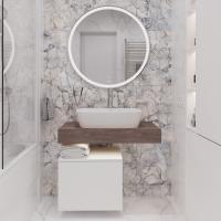 Мебель для ванной STWORKI Ольборг 80 столешница дуб карпентер, без отверстий, с тумбой 50, с раковиной Vitra Shift в #REGION_NAME_DECLINE_PP#