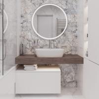 Мебель для ванной STWORKI Ольборг 120 столешница дуб карпентер, без отверстий, с тумбой 80, с раковиной Vitra Shift в #REGION_NAME_DECLINE_PP#