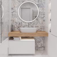 Мебель для ванной STWORKI Ольборг 120 столешница дуб французский, без отверстий, с тумбой 80, с раковиной Vitra Shift в #REGION_NAME_DECLINE_PP#