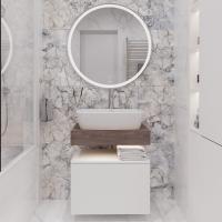 Мебель для ванной STWORKI Ольборг 60 столешница дуб карпентер, без отверстий, с тумбой 60, с раковиной Vitra Shift в #REGION_NAME_DECLINE_PP#