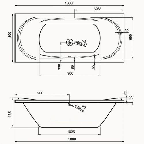 Jika Ecliptica Акриловая прямоугольная ванна 180х80, с монтажным комплектом и сифоном в Славянске-на-Кубани