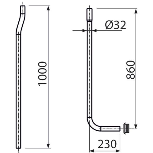 Alca Plast A95 Водосливная труба 32 мм, состоящая из двух частей + прокладка гофрированная в Славянске-на-Кубани